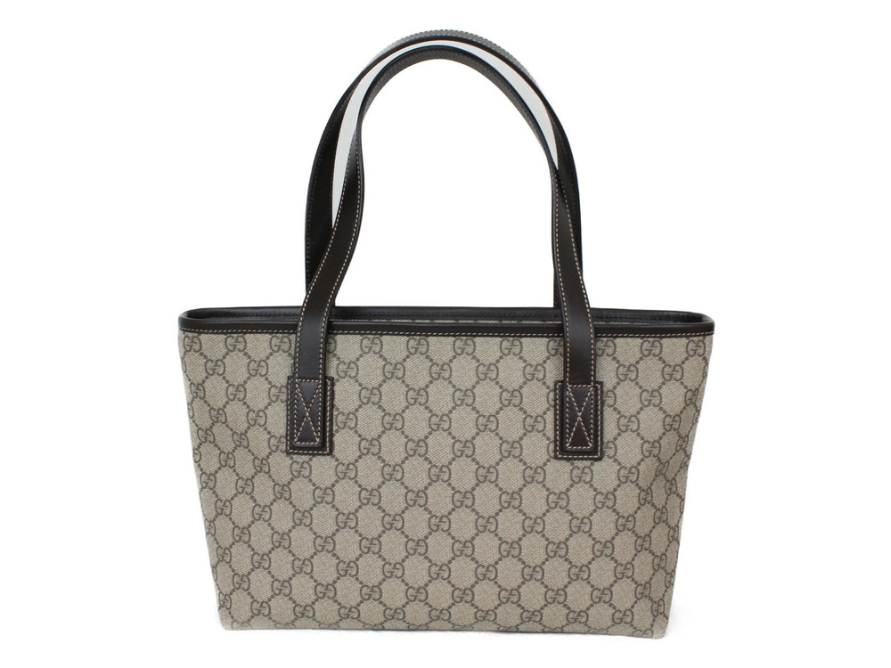 Gucci Canvas Brown Supreme Handbag Leather Bag GG Tote